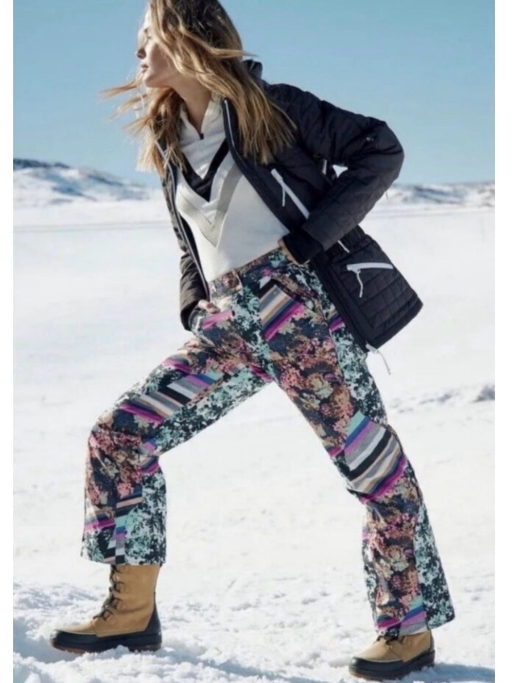 Fp Movement Bunny Slope Printed Ski Pants Medium